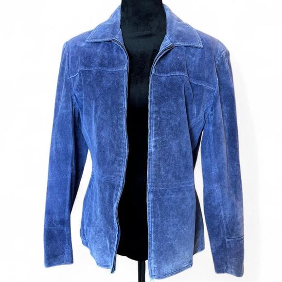 Purple Suede Look Zip Jacket Soft Moto Style Y2K Minimalist Size PL - Picture 3 of 8